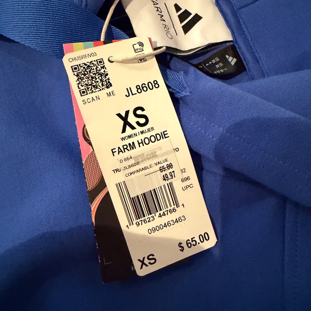 ADIDAS FARM RIO hoodie cropped royal blue XS New With tags! Butterfly - Picture 6 of 9